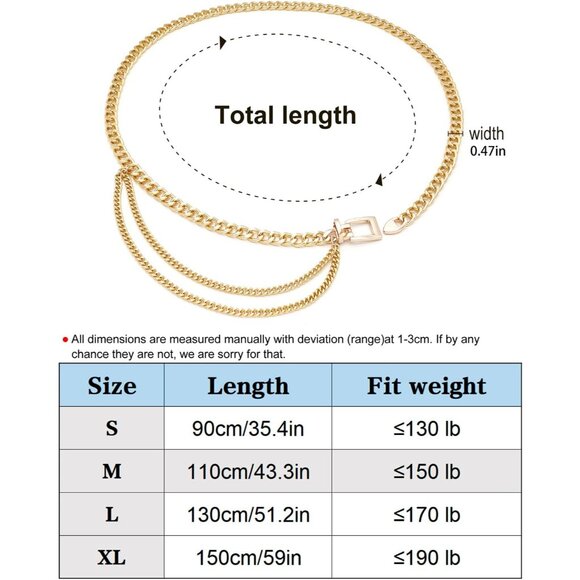 Women Girls Gold Alloy Multi-Layer Waist Chain Belt for Dress Party - Picture 6 of 6